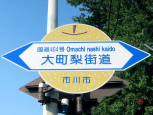 梨の直売所が軒を連ねる大町梨街道