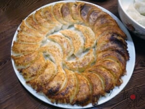 「満腹」の円盤餃子