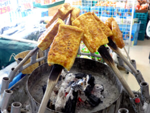 久慈市内のスーパーの店頭で