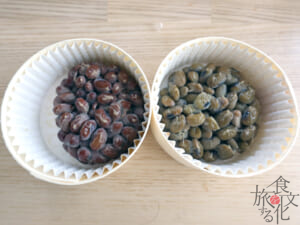 左が紅わっぱ、右が青仁一粒